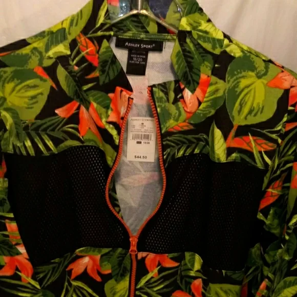 ASHLEY STEWART 2PC TROPICAL JACKET & CAPRI SET